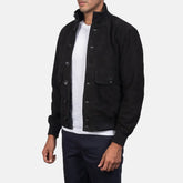 Mavor Black Suede Bomber Jacket